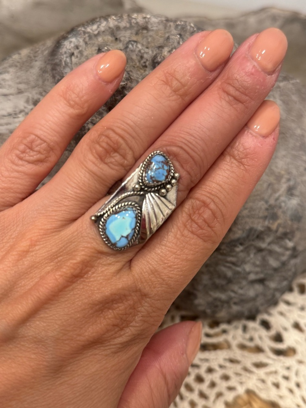 GOLDEN HILLS TURQUOISE 925 STERLING SILVER ADJUSTABLE RING